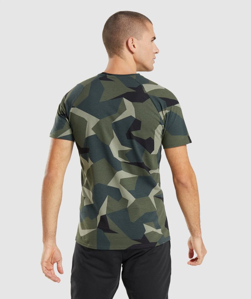 Men's Gymshark Critical T-Shirts Camo | CA 1A356N